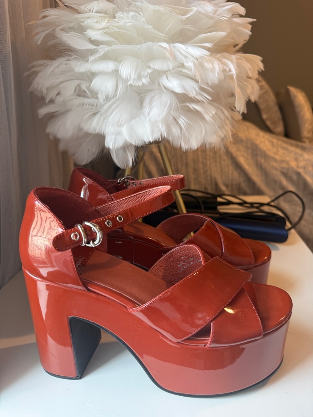 Jeffrey Campbell Women's Chunky Platform Sandals in Brick Red